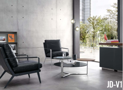 Moderner Couchtisch aus MDF, PVC und Edelstahl in Schwarz