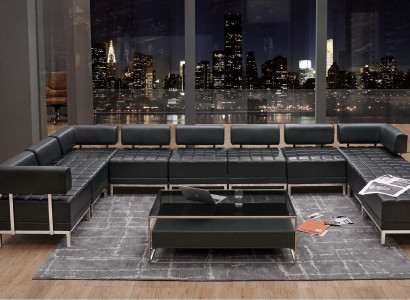 Kunstleder Ecksofa in Schwarz modern und bequem