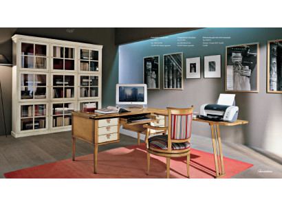 Büro Set Holztisch Stuhl Schreibtisch Regal Schränke 2tlg. Italienische Möbel
