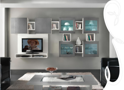 Wohnwand rtv Wandschrank Regal Wohnzimmer tv Holz Schränke Vitrine Wand Regale