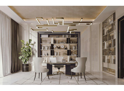 Schreibtisch 2 Stühle Drehbarer Sessel Arbeitszimmer Italienische Möbel Set 4tlg