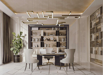 Schreibtisch 2 Stühle Drehbarer Sessel Arbeitszimmer Italienische Möbel Set 4tlg