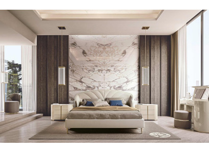 Bett 2x Nachttische Schminktisch mit Spiegel Hocker Set 5 tlg Italienische Möbel