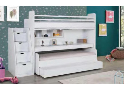 Kinder Etagenbett 3 Betten Hochbett Holz Jugendzimmer Möbel Doppelstockbett Neu