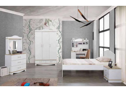 Komplett Jugendzimmer Kinderzimmer Set Bett Kleiderschrank Kommode 5tlg Möbel