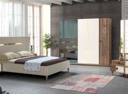 Design Schlafzimmer Set Bett Nachttische Kommode Kleiderschrank Komplett 5tlg.