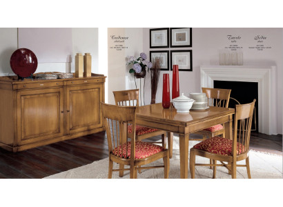 Esszimmergarnitur Tisch 4x Stühle Tischgarnitur Gruppe Garnitur Set Italien Holz