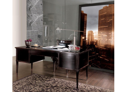 Schreibtisch Tisch Einrichtung Stuhl aus Holz Armlehnen Büromöbel Design 2tlg