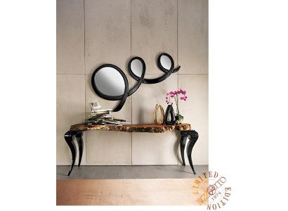 Klassischer Designer Echtholzrahmen schwarzer Spiegel Wandspiegel Möbel Italien