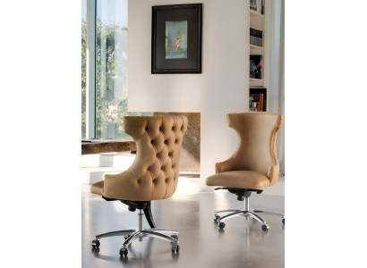 Bürostuhl Holz Chef Sessel Chesterfield Italien Möbel Braun Drehbar Braun Neu