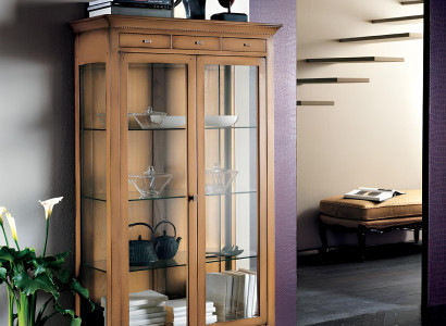 Vitrine Massiv Holz Möbel Glas Schrank Schränke Vitrinen Wohnzimmer Anrichte Neu