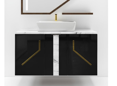 Schwarzer Badezimmerschrank Badezimmermöbel Badezimmerregale Holzregale neu