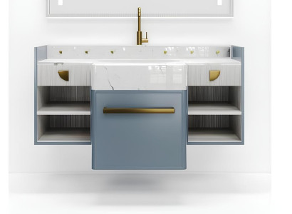 Blauer Badezimmerschrank Badezimmermöbel Regal Badezimmerschrank Holzregale