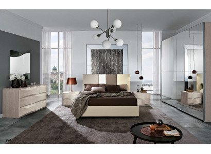 Garnitur Set 6tlg Schlafzimmer Bett Nachttisch Kommode Spiegel Kleiderschrank