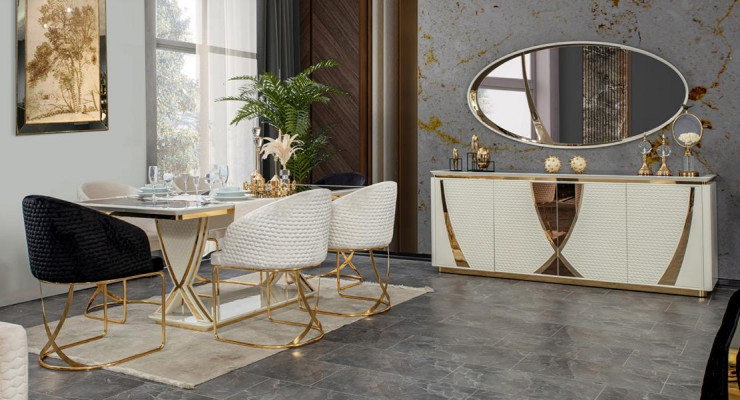 Anrichte Gruppe Holz Design Anrichte Side Schrank Regal Set 2tlg Kommode Spiegel