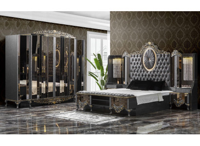 Garnitur Schlafzimmer Doppel Luxus Bett Klassischе Schwarz Set 4tlg