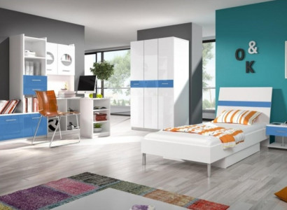 Schrank für Jugendzimmer Regal Bücherschrank Möbel Blau Regal Bücherregal 1tlg