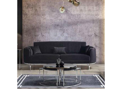 Luxus Dreisitzer Moderne Couch Polster Möbel Schwarze Couchen Sofas Stoff Textil