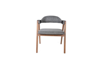 Moderner Sessel Stuhl 1x Esszimmer Echtes Holz Lounge Sitz Polsterstuhl Textil