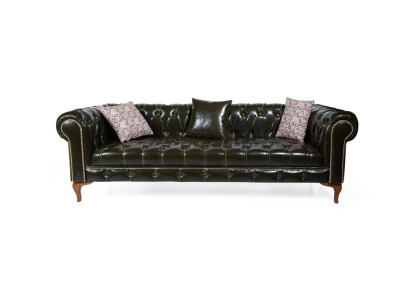 Leder 3-Sitzer Sofa in Schwarz modern eleganter Stil