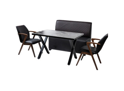 Loft Küchen Essgarnitur Modernes Esszimmer Set Bank Sessel Lehnstuhl Sets 4tlg.