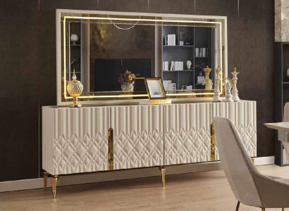 xxl Sideboard Kommode mit Spiegel Sideboards Holz Kommoden Möbel 2tlg Hochglanz