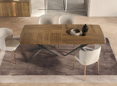 Weiß-Braune Esszimmer Garnitur Moderner Esstisch + 4x Stühle 5tlg Set