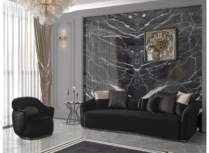 Wohnzimmer Couch Sofa Viersitzer + Sessel Chesterfield Textil Stoff Couchen