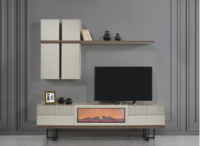 Wohnwand Sideboard mit Kamin Elektro Schrank tv Ständer rtv wohnwände Konsole