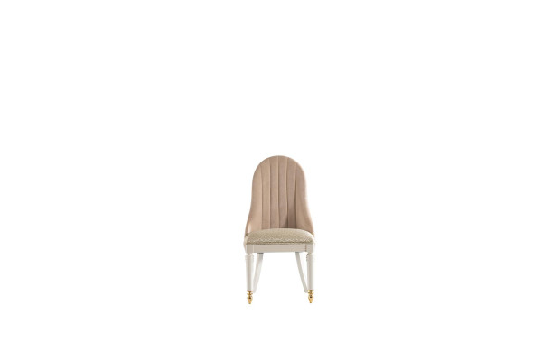 Stuhl Beige Esszimmer Modern Stühle Polster Stoff Design Luxus Metall Neu