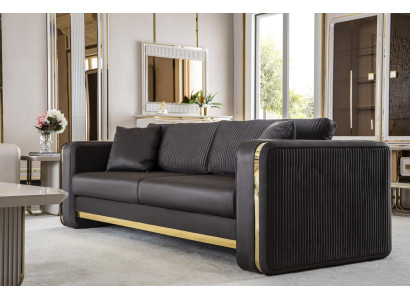 Couch Dreisitzer Sofa Möbel Luxus Sofas Couchen Metall Textil Wohnzimmer