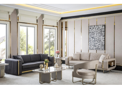 Wohnzimmer Sofagarnitur 2x Beistelltische Sessel Couchtisch Luxus 6tlg.