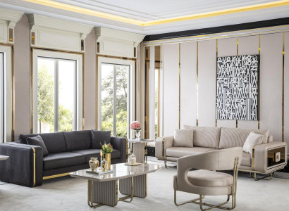 Wohnzimmer Sofagarnitur 2x Beistelltische Sessel Couchtisch Luxus 6tlg.