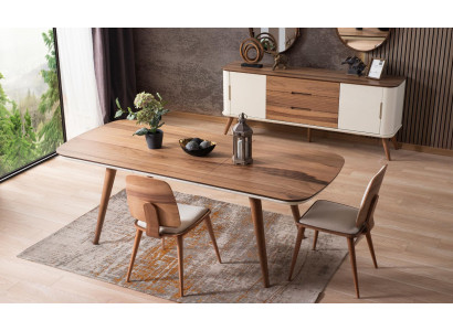 Esszimmer JV Möbel Esstisch Stuhl Garnitur Tische Gruppe  2 Stühle Holz Braun