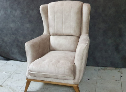 Wohnzimmer Sessel 1 Sitz Couch Polster Luxus Textil Design Holz Möbel