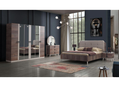 Schlafzimmer Komplett Set  Bett 2 x Nachttisch Kleiderschrank 5tlg