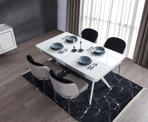 Esszimmer Komplett Set Esstisch 4x Stühle Anrichte + 2х Spiegel Gruppe