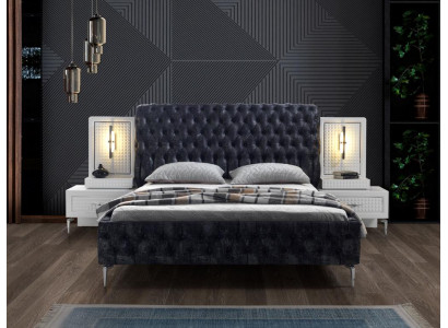 Schlafzimmer Bett Chesterfield Polster Design Luxus Doppel Betten Schwarz