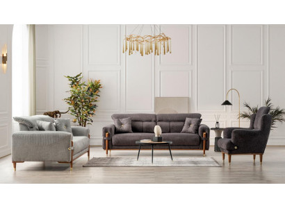 Designer Wohnzimmer Sitzgarnitur Polster 3-Sitzer Loungesessel 3tlg