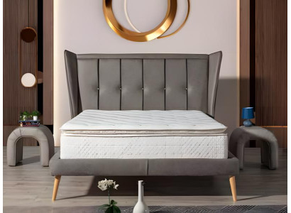 Beiger Bettrahmen, 180x200 cm, Holzgestell, Modern, Schlafzimmer