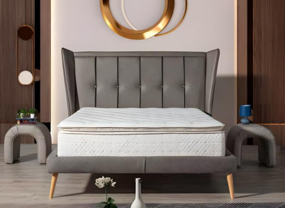 Beiger Bettrahmen, 180x200 cm, Holzgestell, Modern, Schlafzimmer