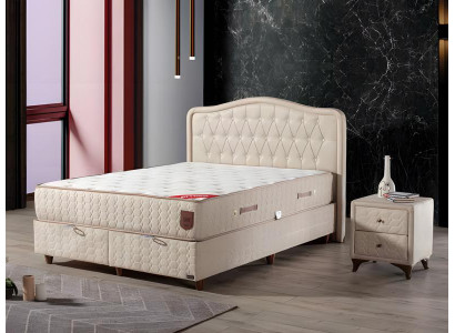 Modernes Bettgestell mit elegantem, gepolstertem Kopfteil für höchsten Komfort