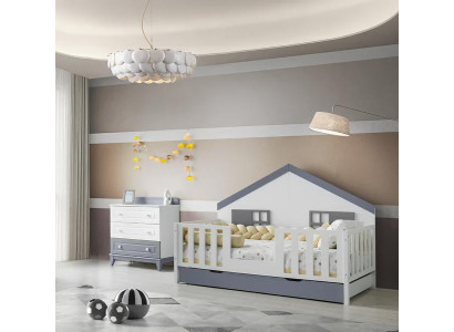 Modernes Montessori Hausbett mit Kommode Stilvolles Design für Kinderzimmer