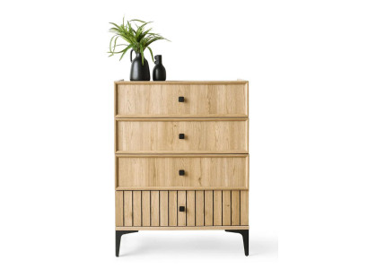 Kommode Modernes Holzdesign Elegante Schwarze Akzente Viel Stauraum Möbel
