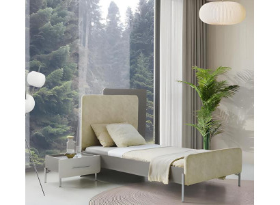 Bett Gepolstertes Kopfteil Passender Nachttisch Modernes Design Kinderzimmer