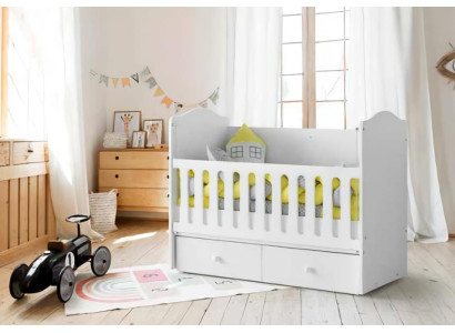 Babybett Weiß Holz Praktische Schubladen Sicheres Design Komfortables Möbel