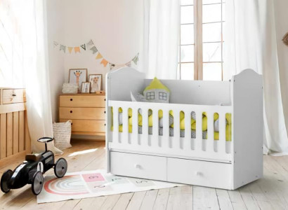 Babybett Weiß Holz Praktische Schubladen Sicheres Design Komfortables Möbel