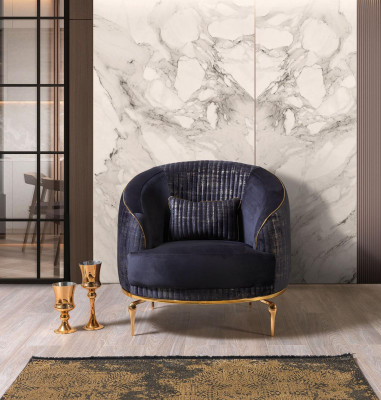 Luxus Blau Sessel Wohnzimmer Moderner Einsitzer Sessel Relax Club Möbel