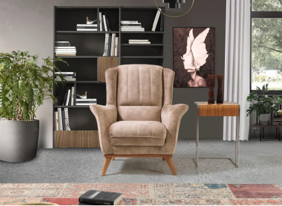 Sessel Wohnzimmer Luxus Möbel Modern Designe Beige Einsitzer Relax Club