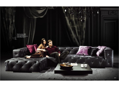 Ecksofa L-Form Chesterfield Luxus Sofa Schwarz Couch Ledersofa Neu